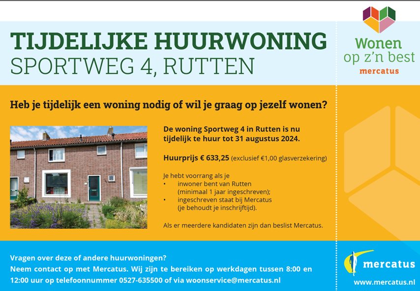 Zoek Jij Een Tijdelijke Huurwoning In Rutten? | Dorpsbelang Rutten